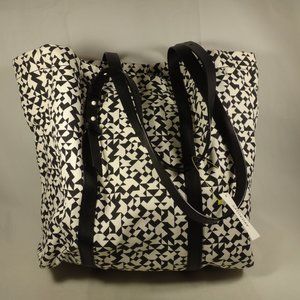 NWT Kate Spade Saturday Large Canvas Tote Black & White Quilt Pattern Purse Bag